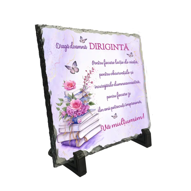 Draga doamna diriginta, piatra ardezie personalizata, cu mesaj model, pa126